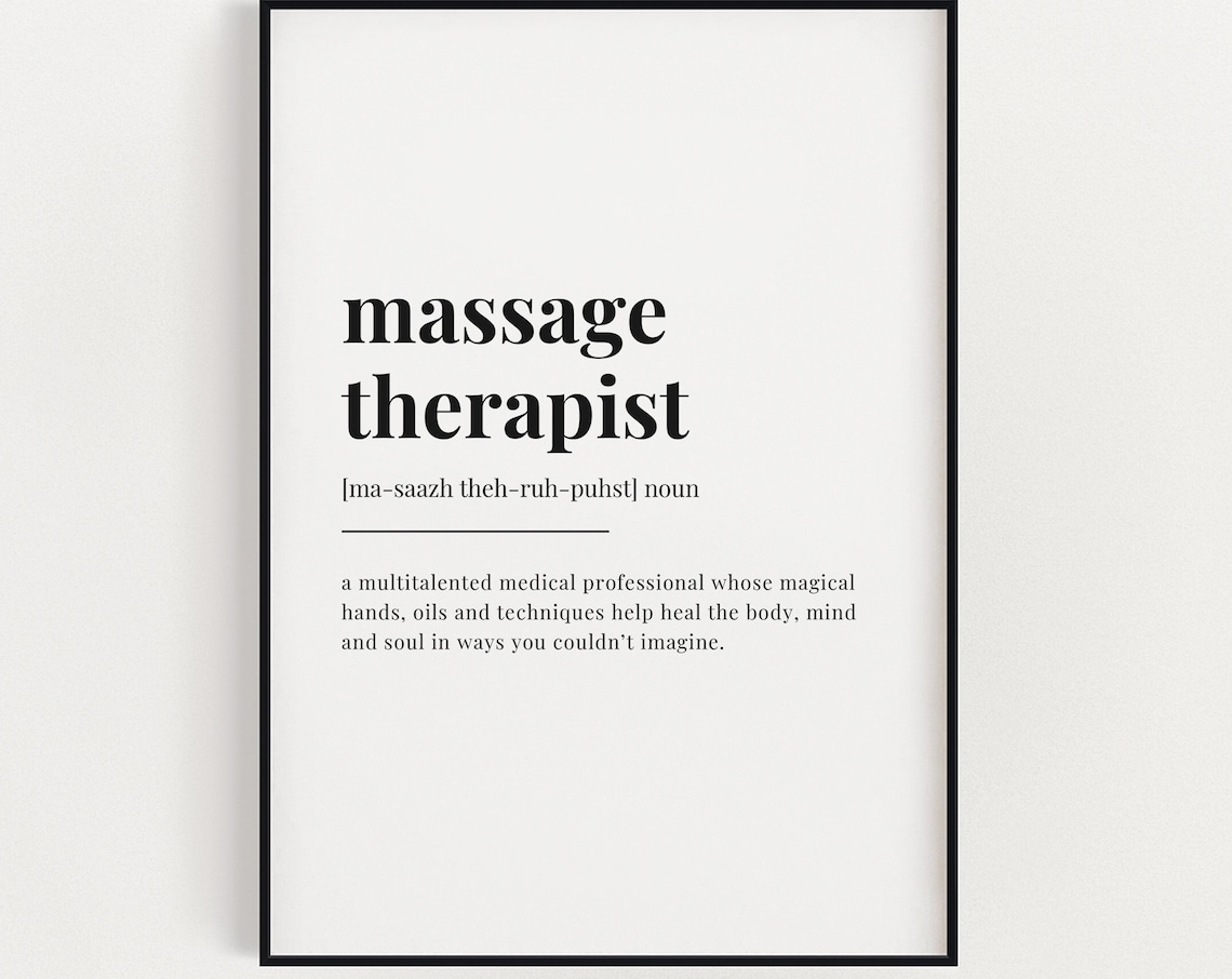 Massage Therapist Definition Monochrome Typography Gift Poster