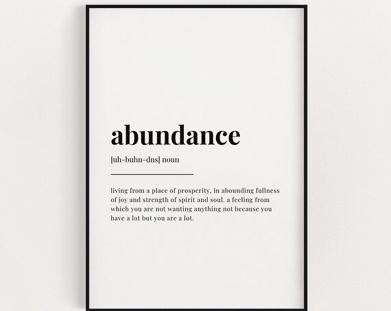 Abundance Definition Quote Poster Print