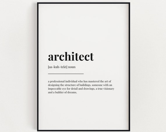 Architect Definition Quote Art Print, Typography
