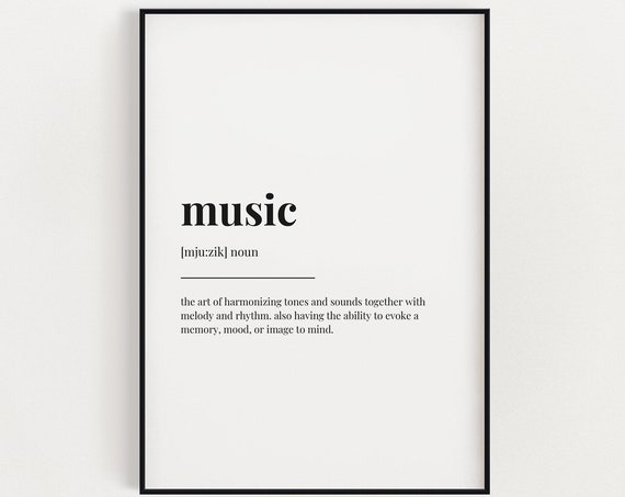 Music Definition Meaning, Typography Wall Art