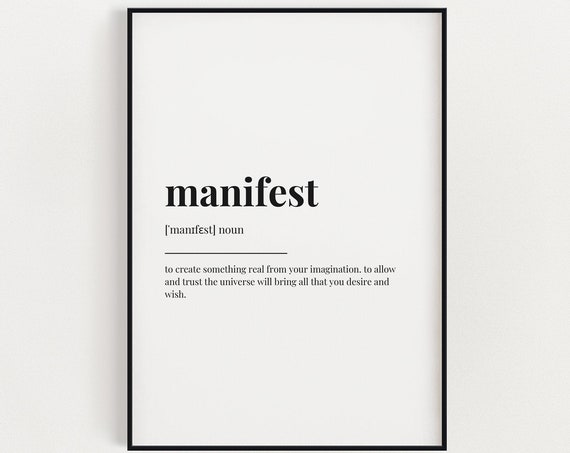 Manifest Definition Quote Print, Typography Humor