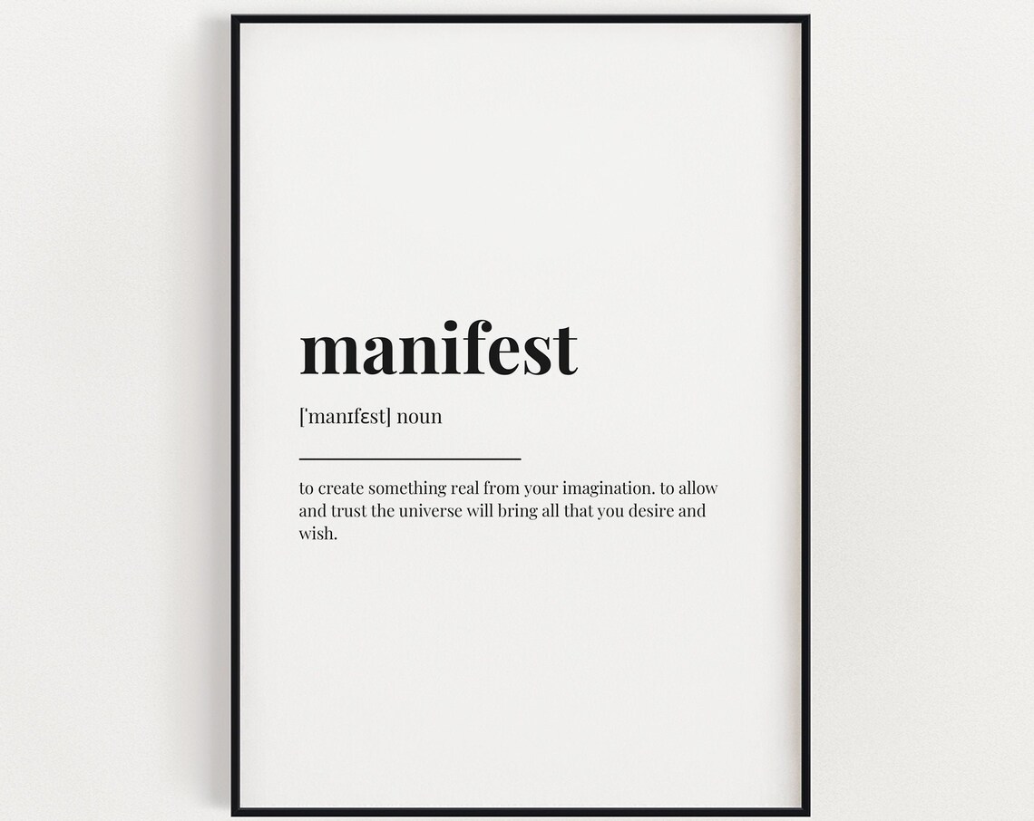 Manifest Definition Quote Print, Typography Humor