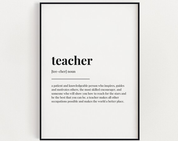 Teacher Definition Meaning Poster Print, Teacher Gift