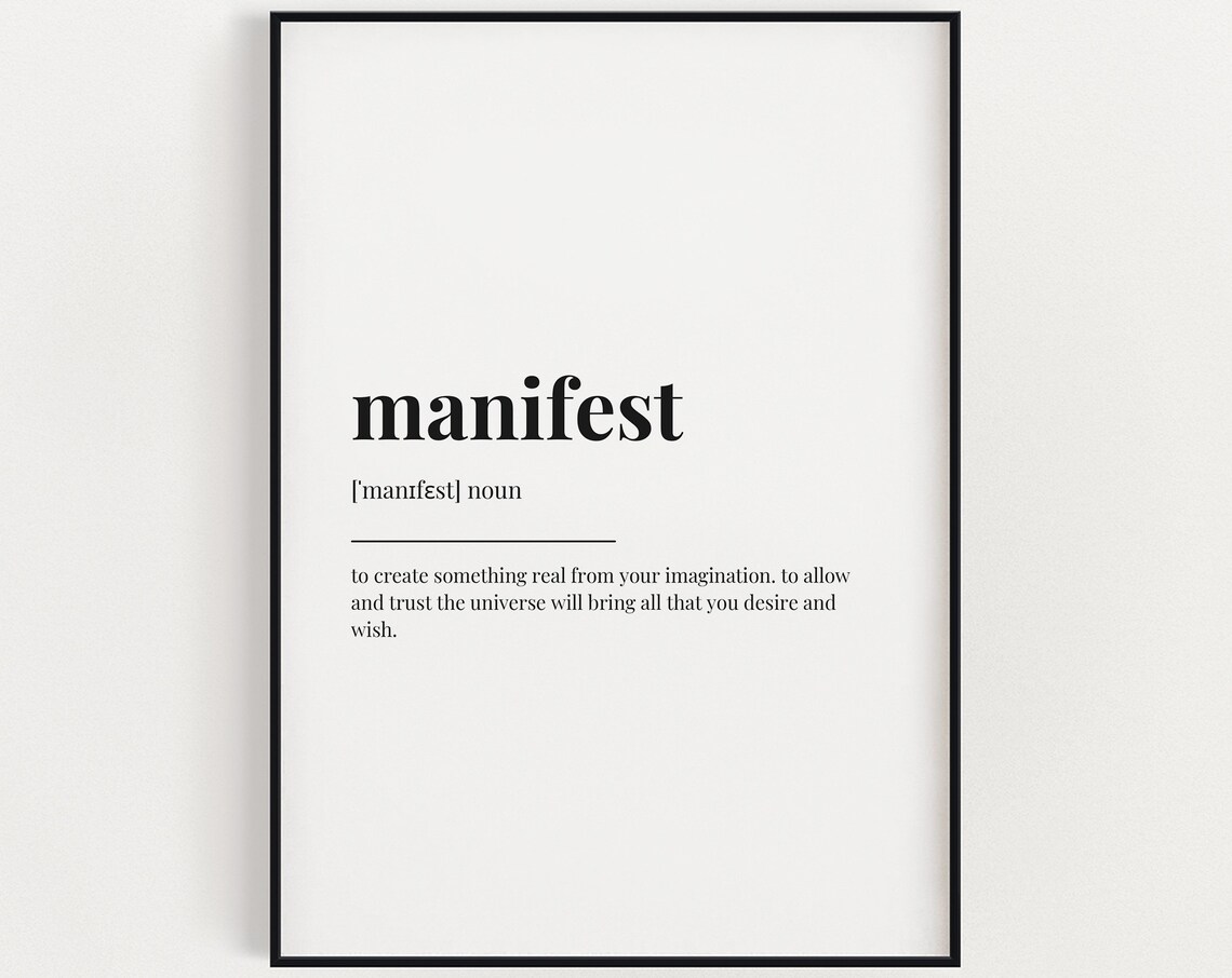 Manifest Definition Meaning Art Print, Law Of Attraction