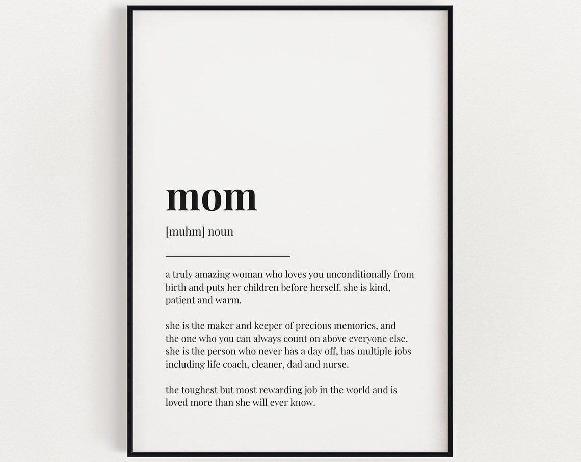 Mom Definition Dictionary Art Print Mothers Day Gift Wall Decor