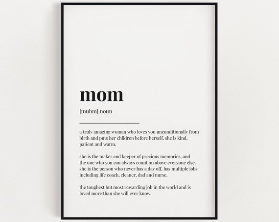 Mom Definition Dictionary Art Print Mothers Day Gift Wall Decor