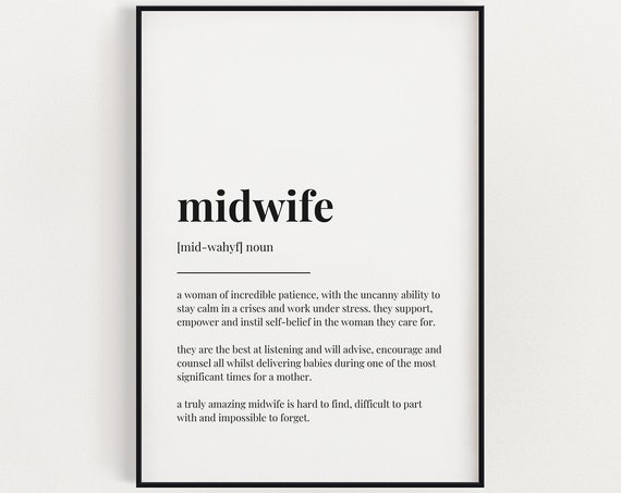 Midwife Definition Meaning Wall Art, Gift Print
