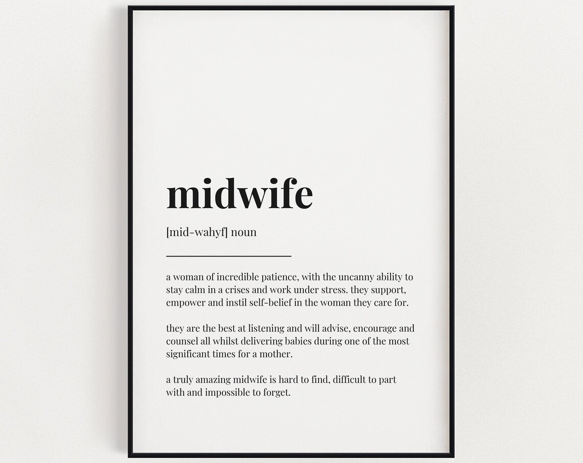 Midwife Definition Meaning Wall Art, Gift Print