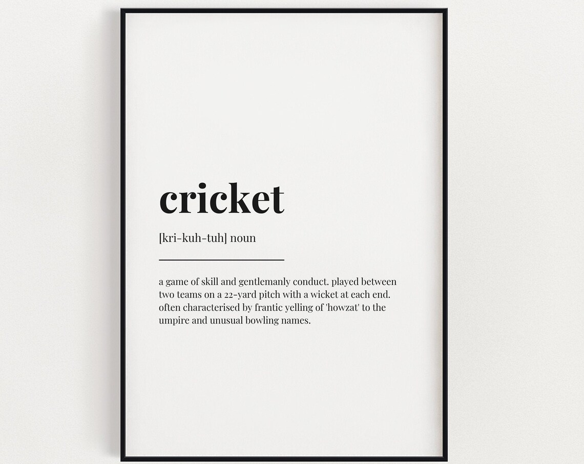 Cricket Definition Art Print, Sports Wall Decor