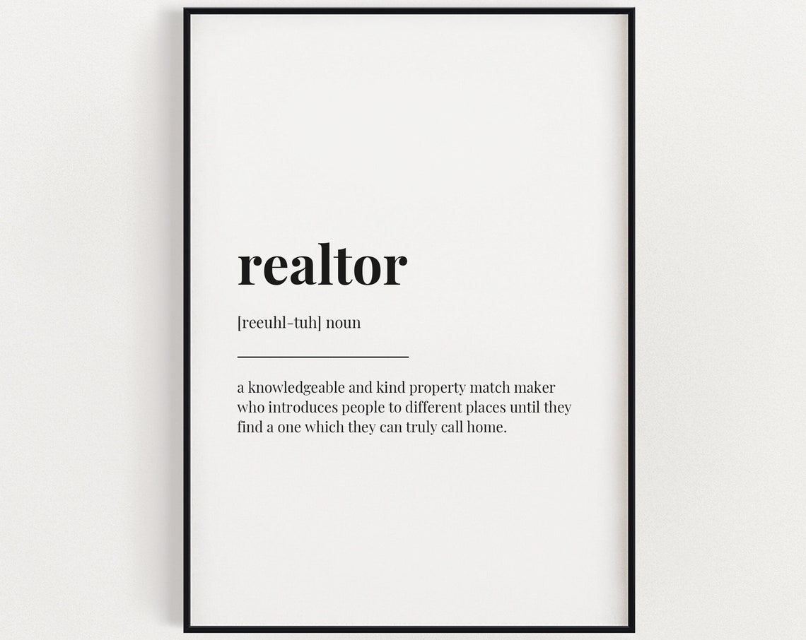 Realtor Definition Dictionary Closing Gift Office Decor Poster