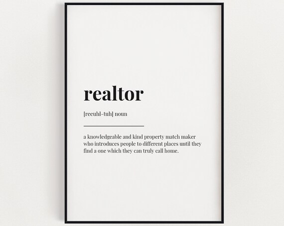 Realtor Definition Dictionary Closing Gift Office Decor Poster