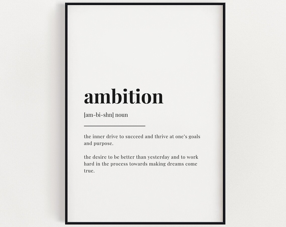 Ambition Definition Quote, Motivational Poster