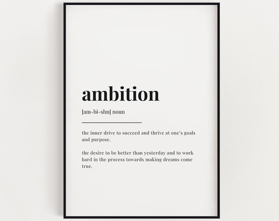 Ambition Definition Quote, Motivational Poster