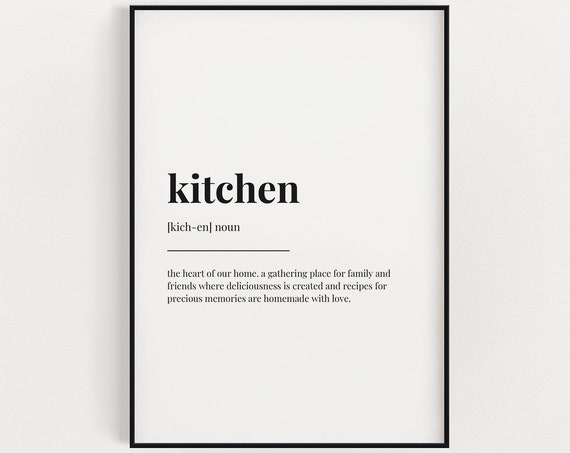 Kitchen Definition Quote Print, Kitchen Wall Art