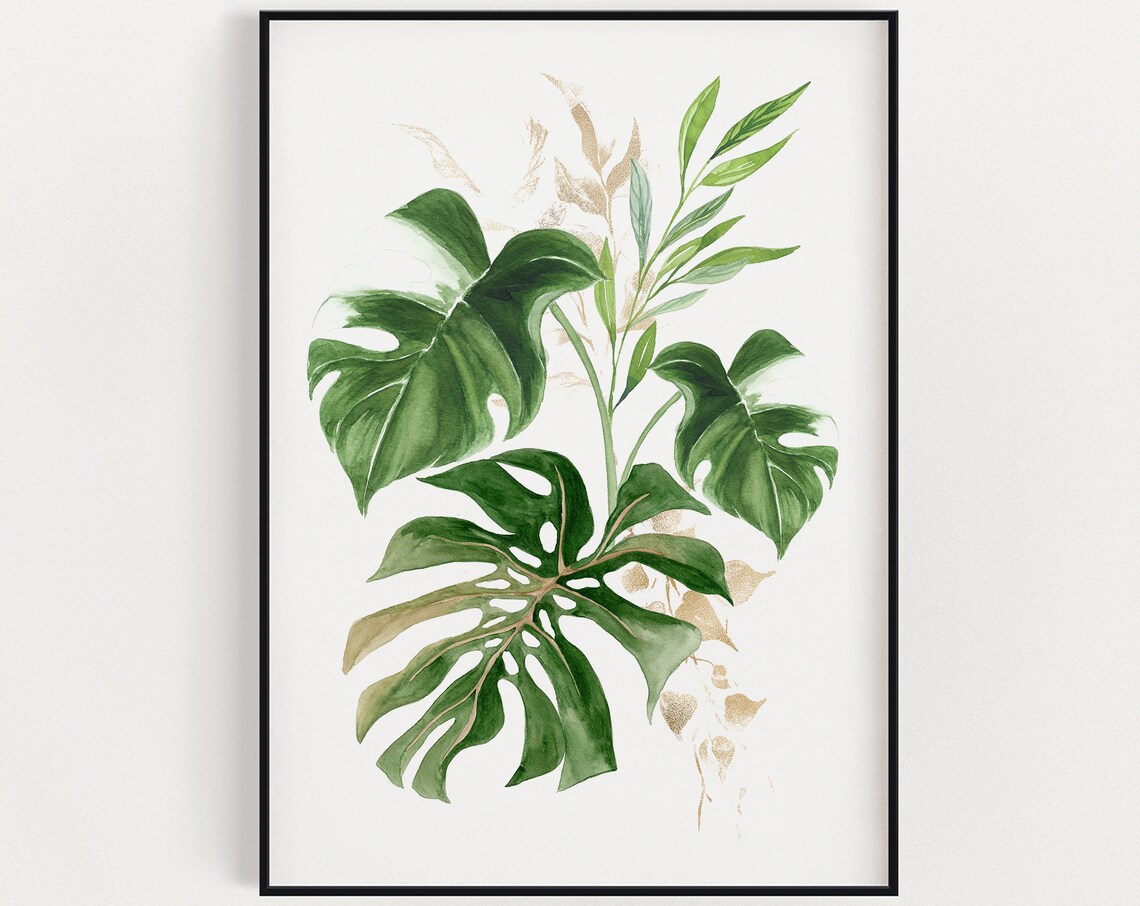Botanical Wall Art Watercolour Plants Prints Tropical Instant