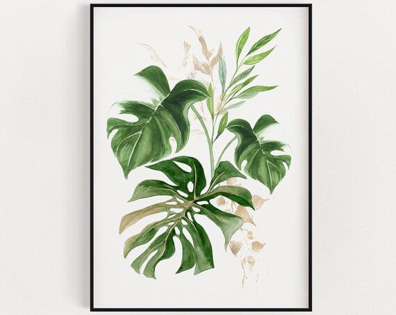 Botanical Wall Art Watercolour Plants Prints Tropical Instant