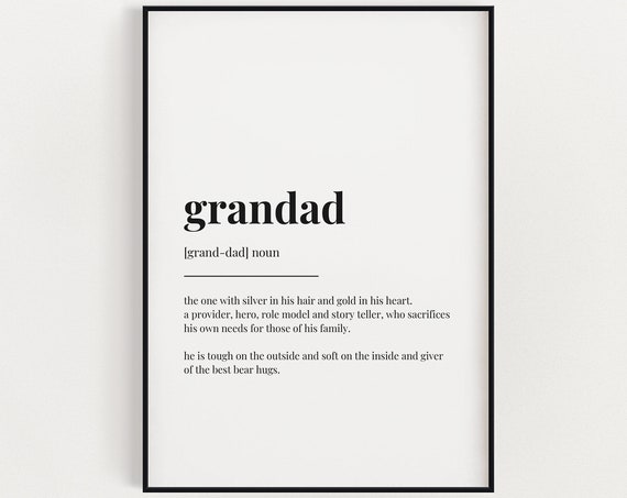 Grandad Definition Quote Poster, Funny Wall Decor
