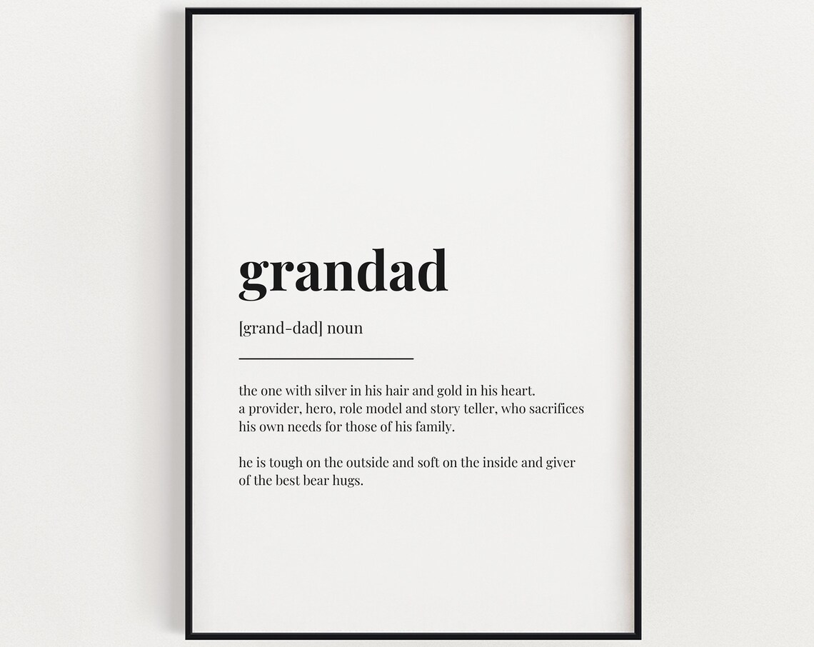 Grandad Definition Quote Poster, Funny Wall Decor