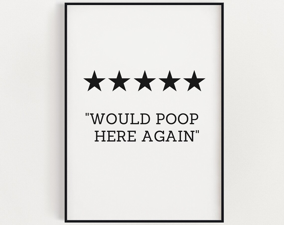 Poop Here Again Bathroom Quote Typography Art