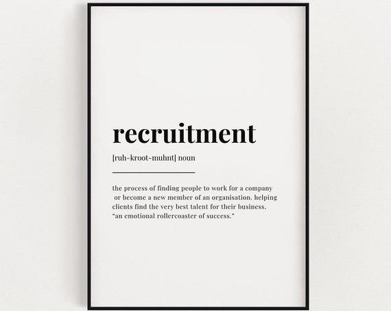 Recruitment Definition Art Print, Office Decor