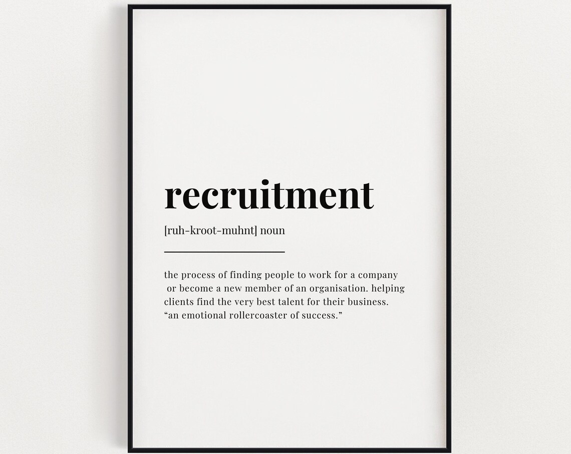 Recruitment Definition Art Print, Office Decor