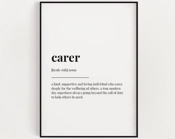 Carer Definition Quote Typography Office Art Print