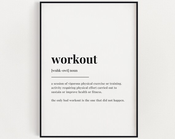 Workout Definition Print, Gym Decor Wall Art Print