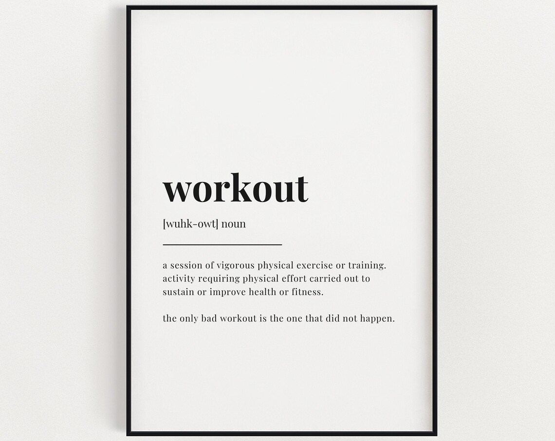 Workout Definition Print, Gym Decor Wall Art Print