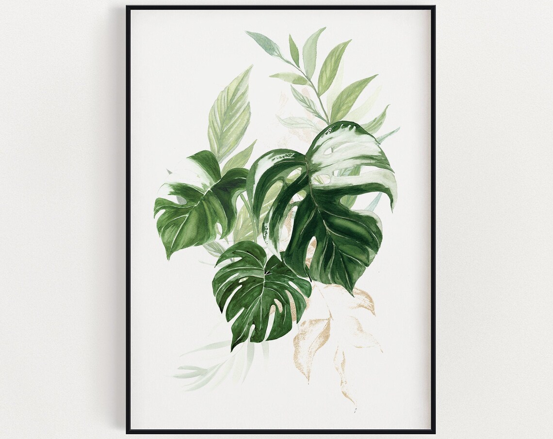 Botanical Wall Art Watercolour Plants Prints Tropical Instant