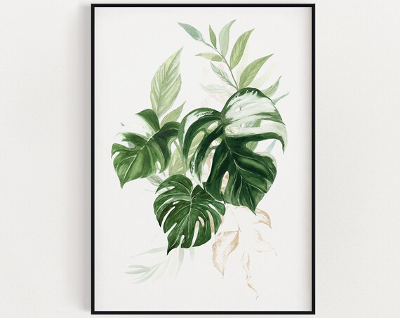 Botanical Wall Art Watercolour Plants Prints Tropical Instant