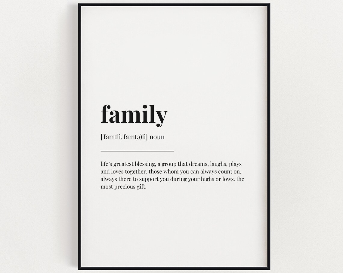 Family Definition Meaning Wall Art Poster Print