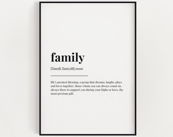 Family Definition Meaning Wall Art Poster Print