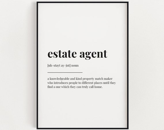 Estate Agent Definition Print Wall Art Definition Print Print