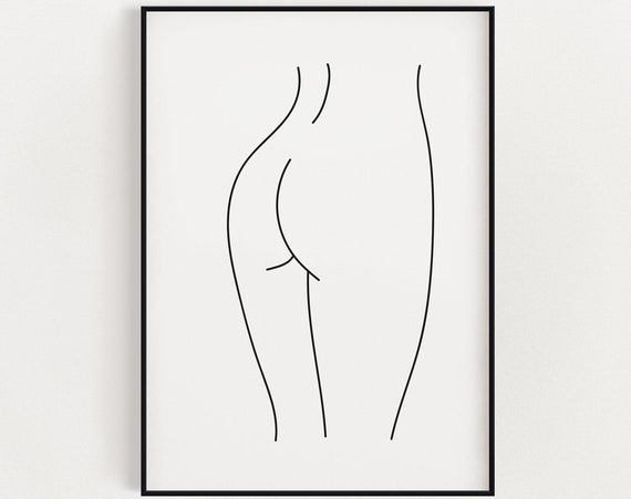 Line Drawing Wall Art Nude Pencil Drawing Instant Black And White Art Abstract Line Art