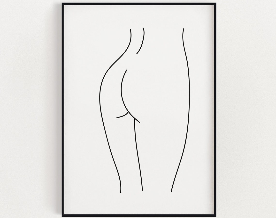 Line Drawing Wall Art Nude Pencil Drawing Instant Black And White Art Abstract Line Art