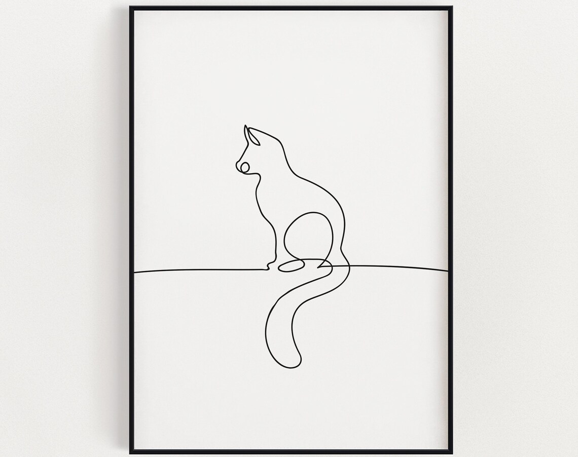 Cat Line Drawing Abstract Line Art