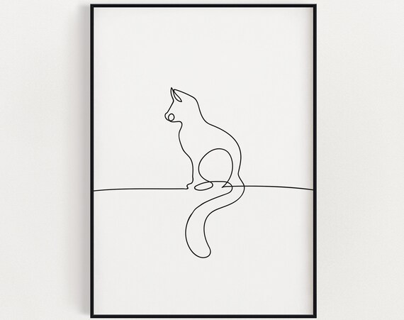 Cat Line Drawing Abstract Line Art