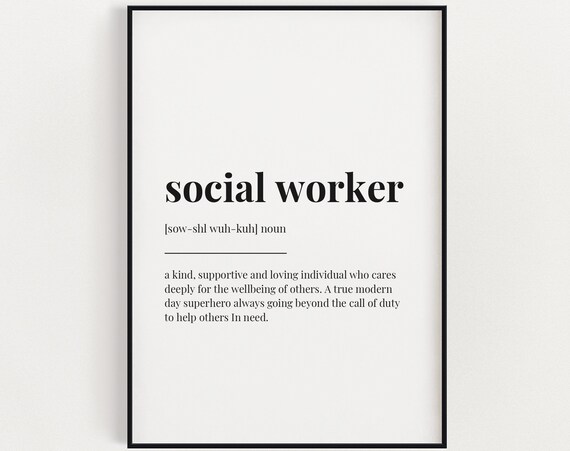 Social Worker Definition Print, Typography Art