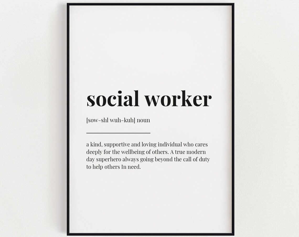 Social Worker Definition Print, Typography Art