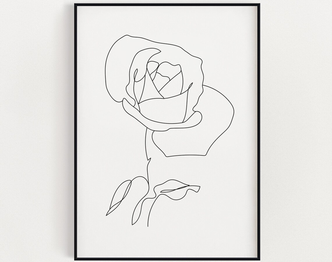 Rose Line Drawing, Abstract Line Art Print