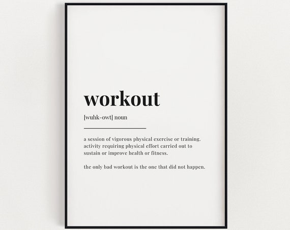 Workout Definition Print Wall Art Definition Print Home Decor