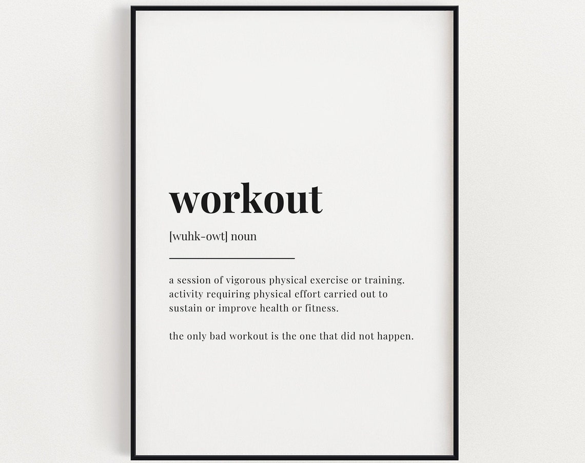 Workout Definition Print Wall Art Definition Print Home Decor