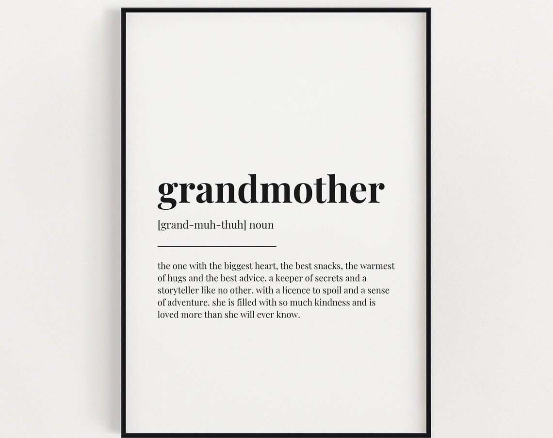 Grandmother Definition Quote, Gift For Grandmother