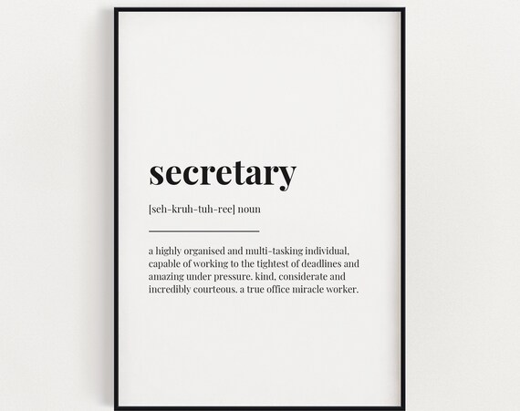Secretary Definition Meaningful Office Coworker Appreciation Gift Print