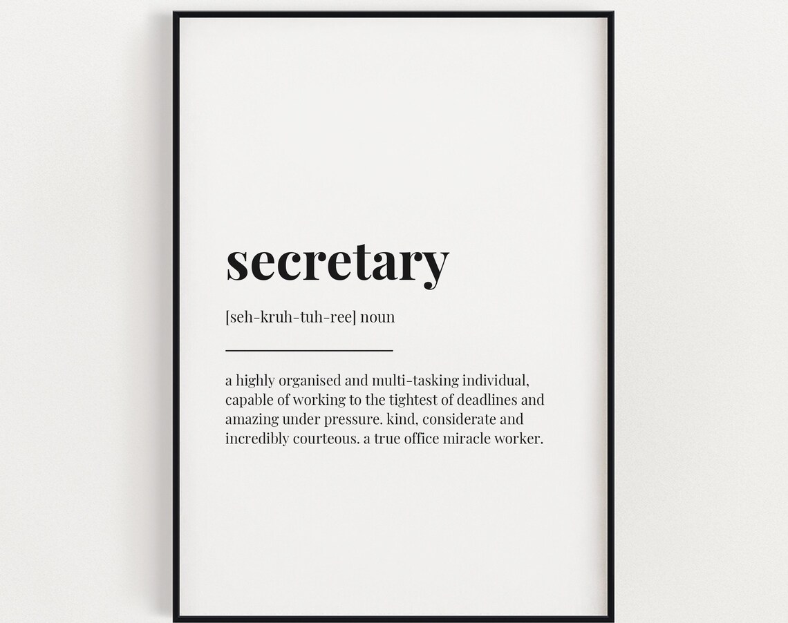 Secretary Definition Meaningful Office Coworker Appreciation Gift Print