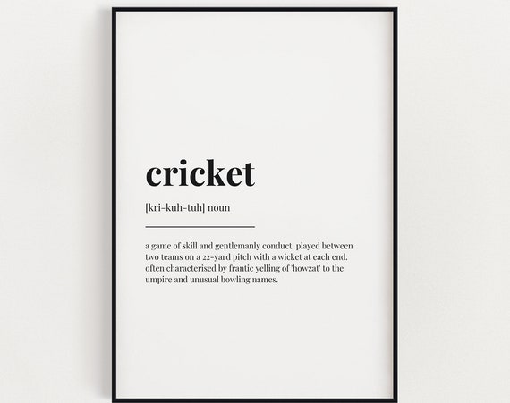 Cricket Definition Print, Funny Typography Quote