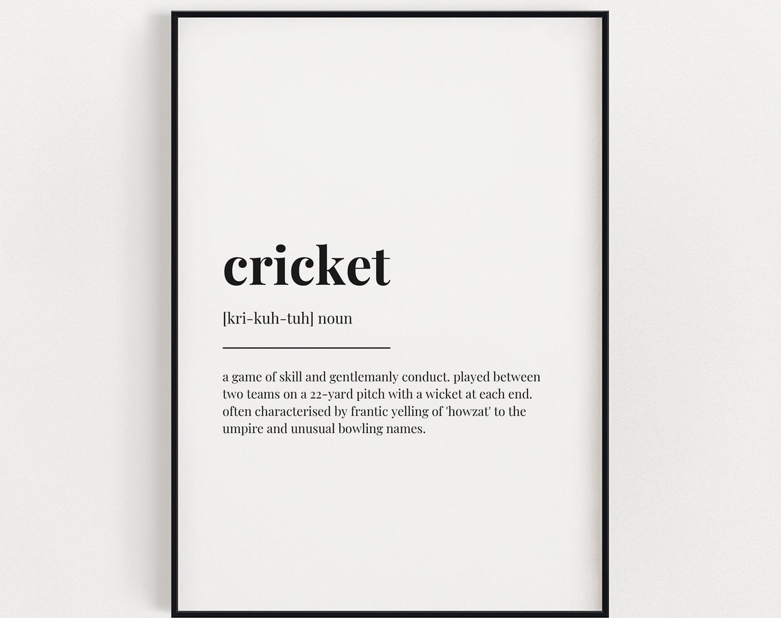 Cricket Definition Print, Funny Typography Quote