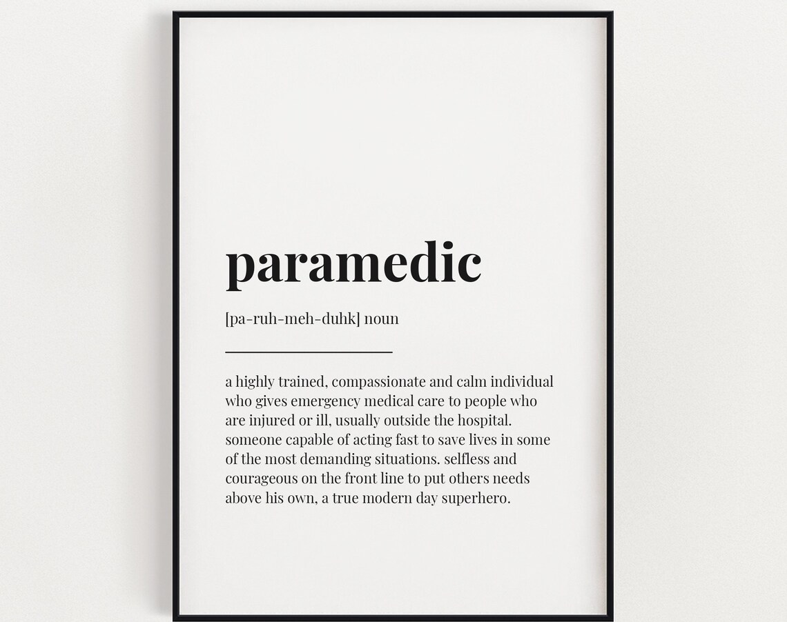 Paramedic Definition Print, Humor Typography