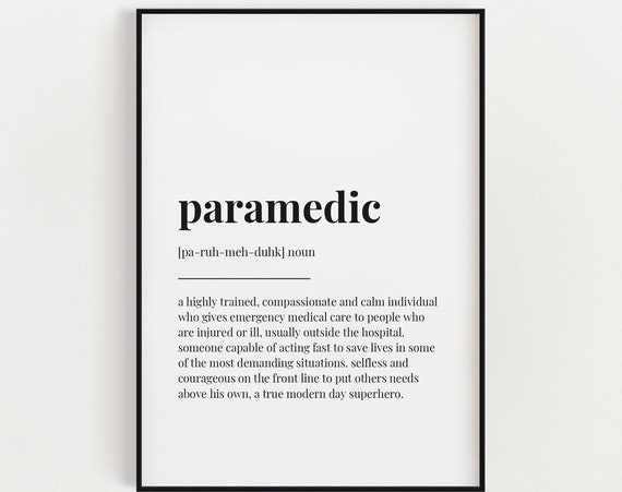 Paramedic Definition Print, Humor Typography