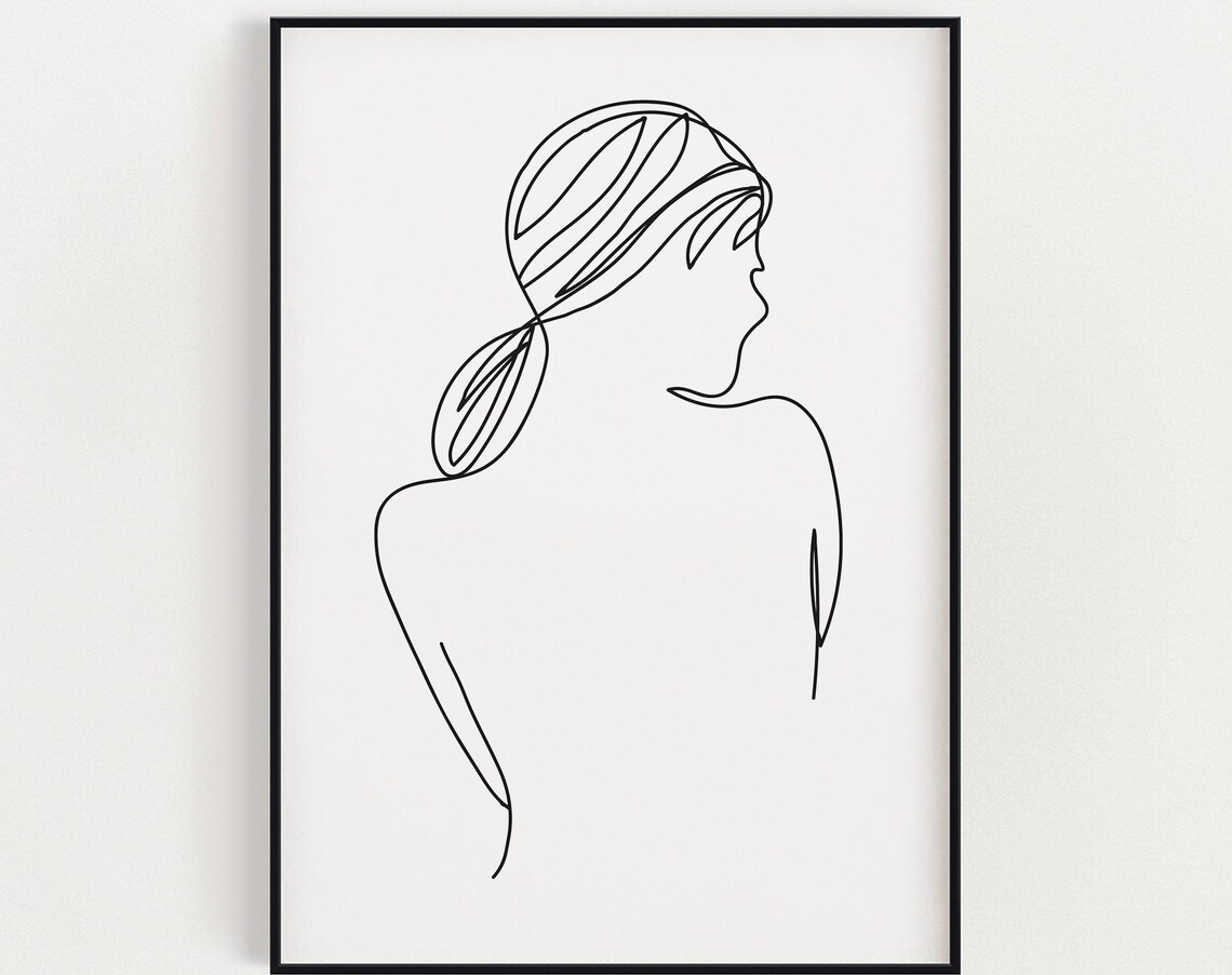 Feminine Line Drawing Wall Art One Instant Black And White Abstract